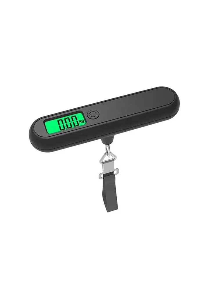Portable Digital Luggage Scale, Hanging Travel Baggage Scale, Lightweight Handheld Suitcase Weight Scale with Backlit LCD Display, 110 Lb Capacity, Black