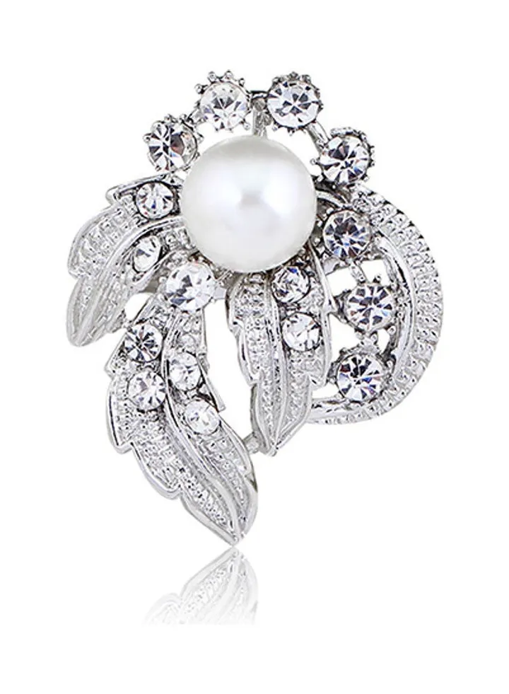 Crystal Flower Brooch Pin