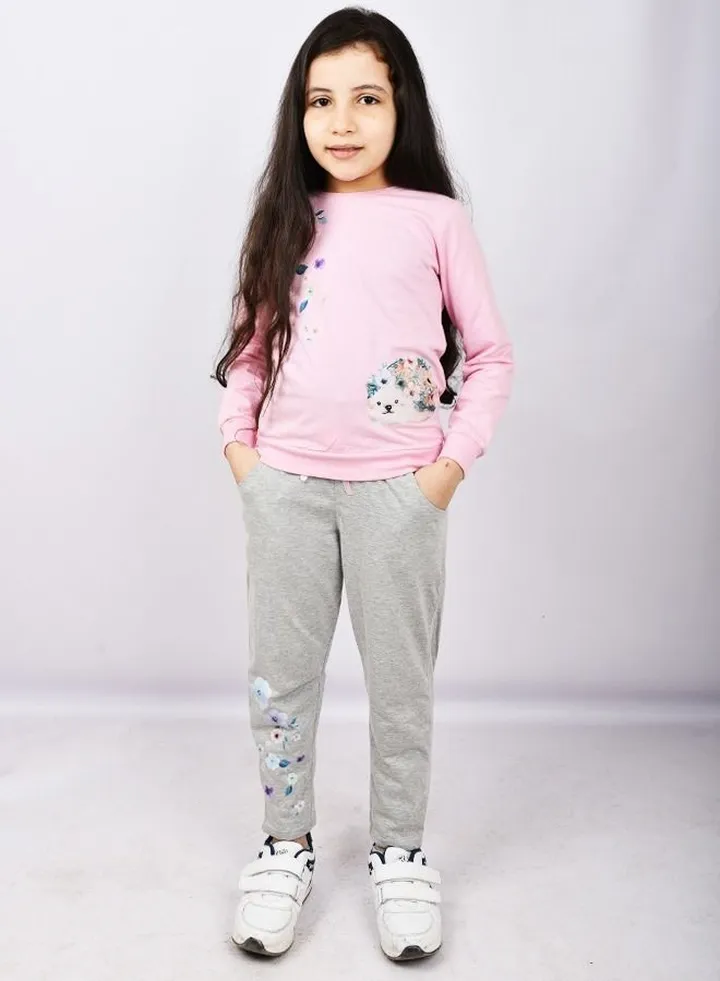 Pink and gray two-piece girls' outfit
