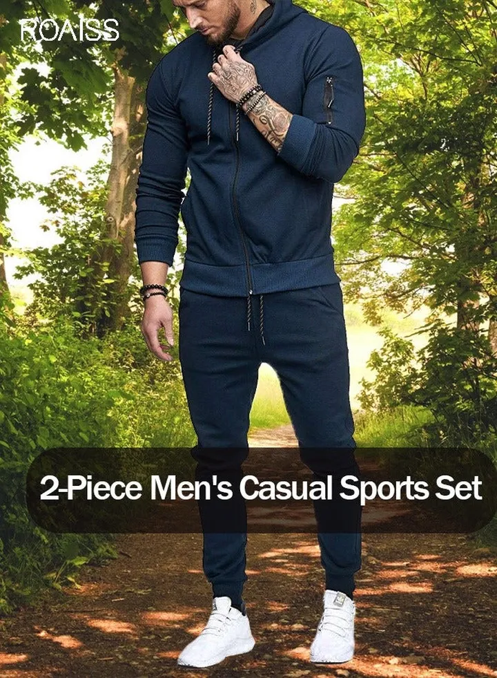 Mens Sweatsuits 2 Piece Hoodie Tracksuit Sets Casual Comfy Jogging Athletic Running Sports Suits Full Zip For Men