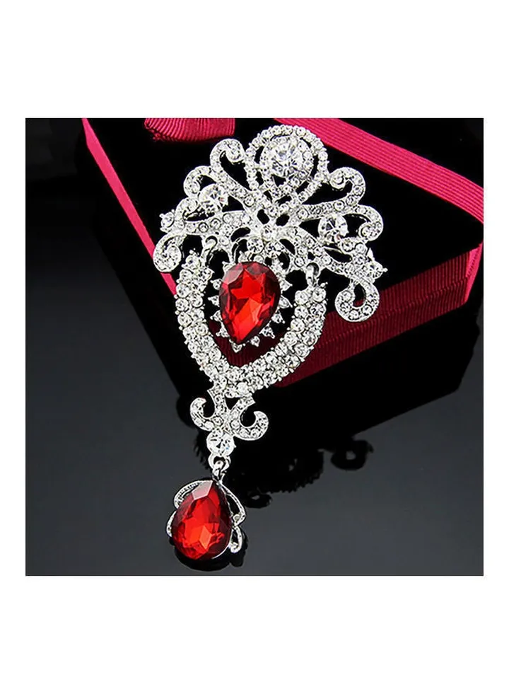 Women's Luxury Crown Waterdrop Crystal Rhinestone Brooch Pin Costume Accessory