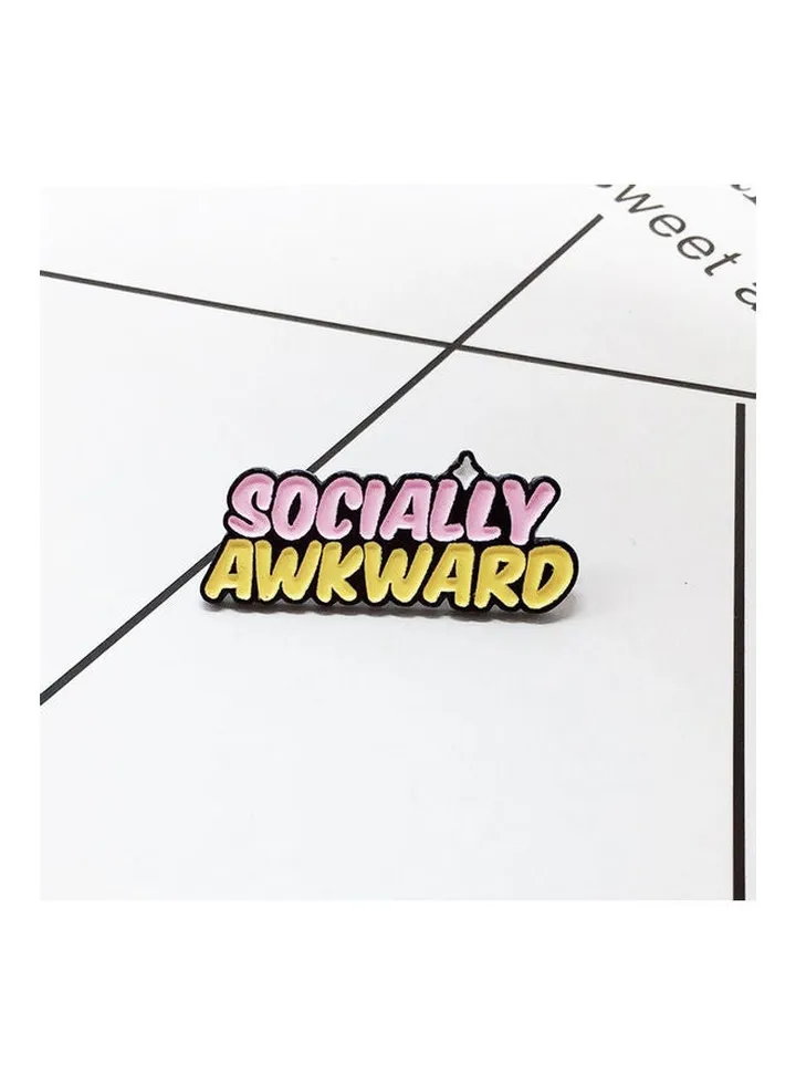 Enameled Socially Awkward Pattern Brooch