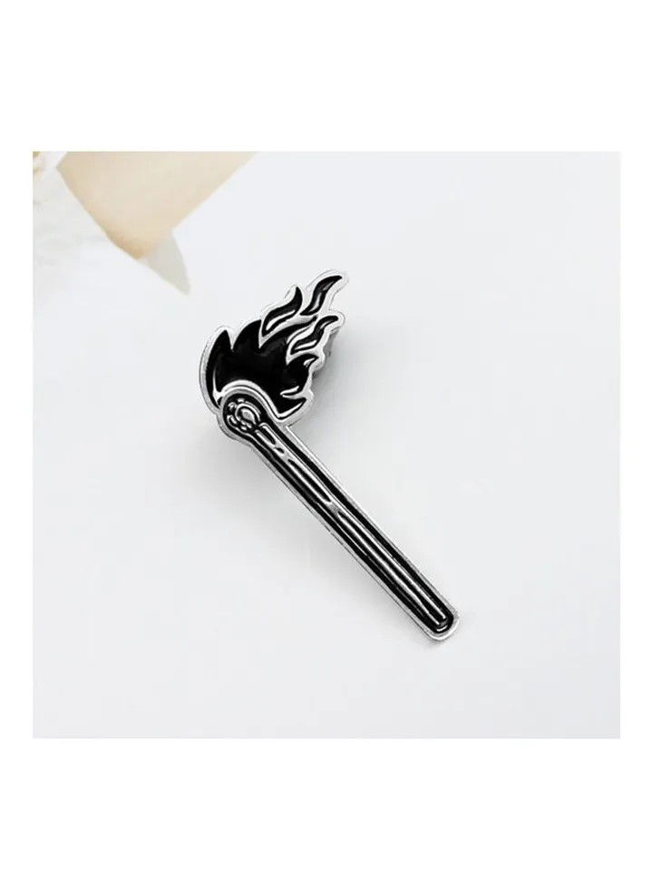 Burning Match Shirt Collar Lapel Enamel Brooch Pin
