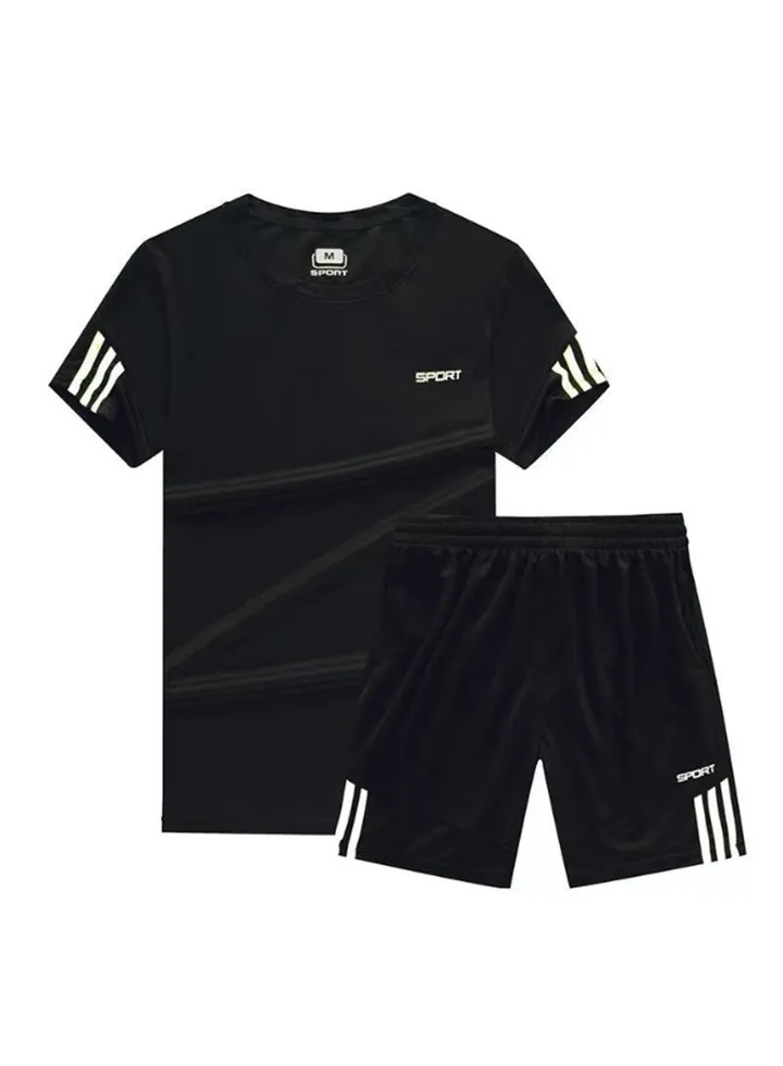 Casual T-Shirt And Shorts Set Spider Black