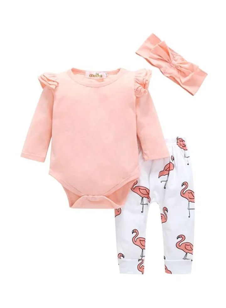 3-Piece Top Pant Set Orange/White