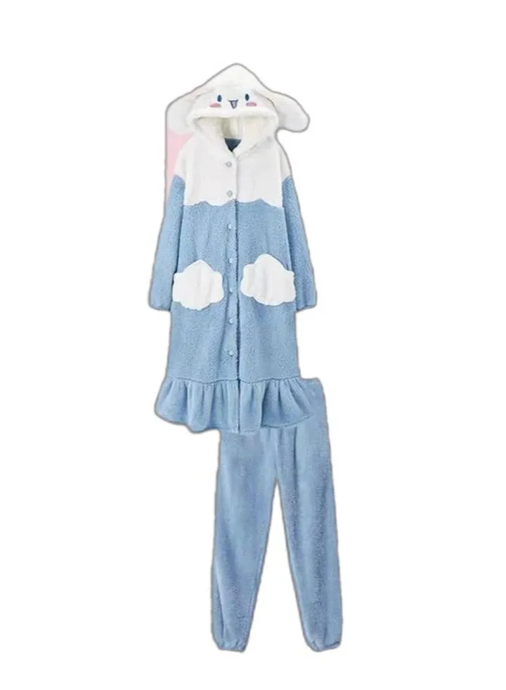 Autumn and winter plush insulation coral velvet cartoon pajamas, home wear pajamas