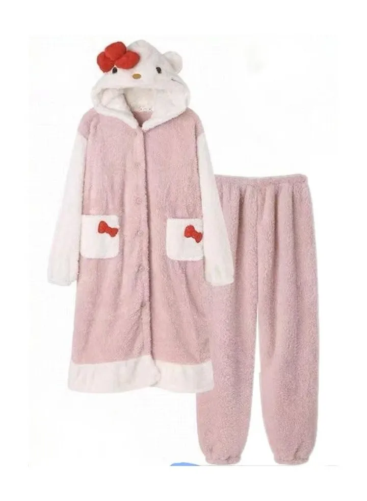 Autumn and winter plush insulation coral velvet cartoon pajamas, home wear pajamas