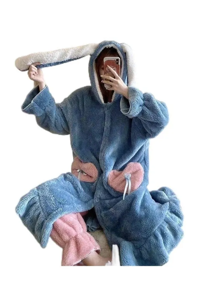 Autumn and winter plush insulation coral velvet cartoon pajamas, home wear pajamas