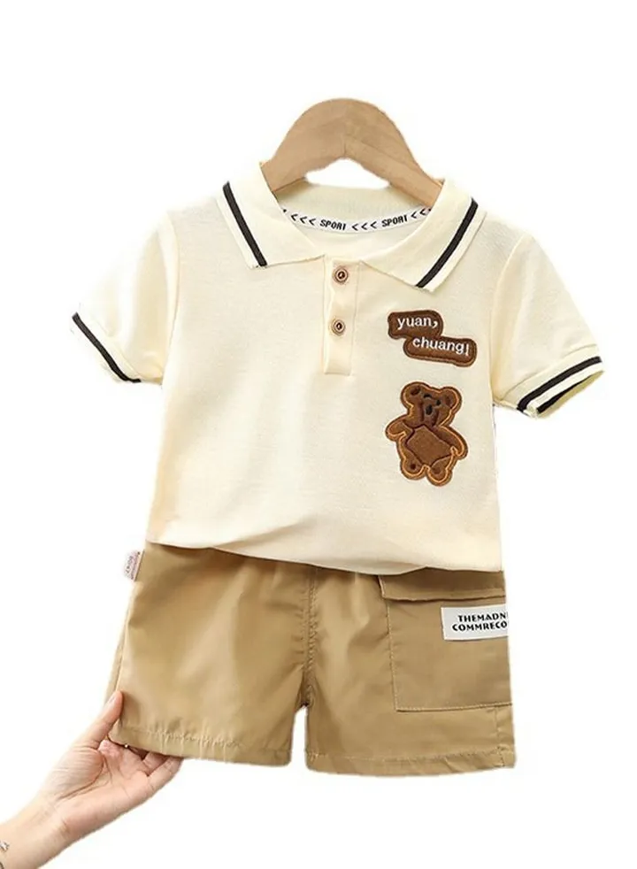 Boys Summer Outfits Short Sleeve T-Shirt & Shorts Sets Playwear Clothes 2 Piece 1-2Y(for height 78cm-85cm)