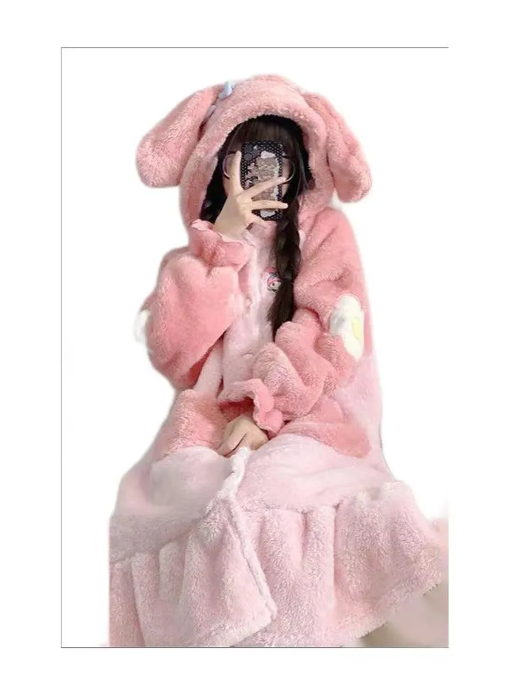 Autumn and winter plush insulation coral velvet cartoon pajamas, home wear pajamas