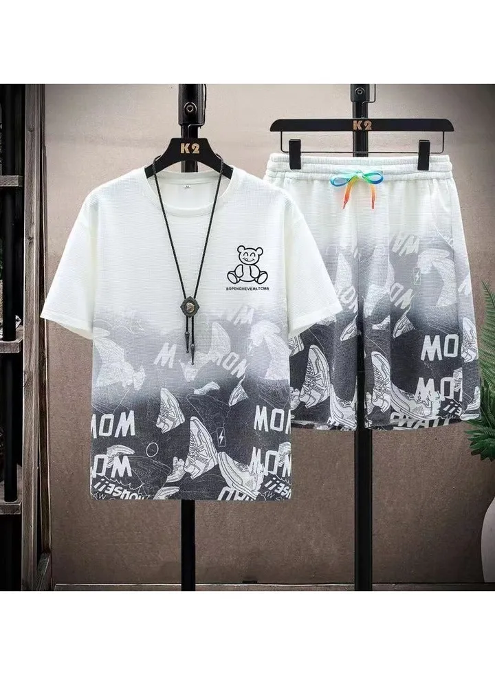 Men's Ice Silk Set Casual Short-Sleeved T-Shirt