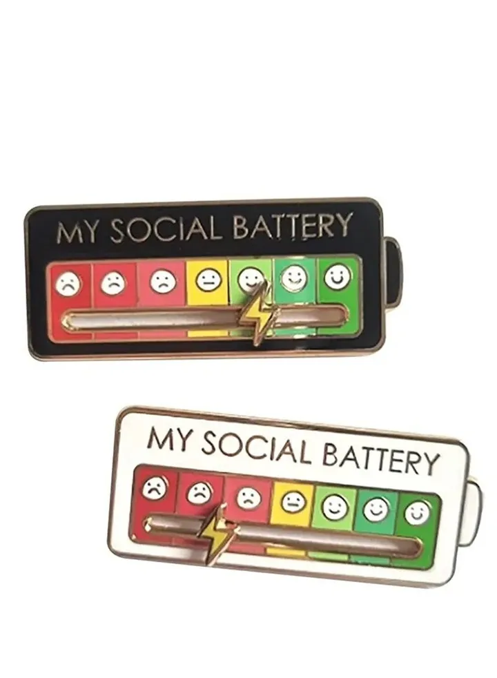 Mood Shift Energy Brooch Personalized Couple Slideable Social Metal Badge Men's & Women's Pins Jewelry (White Single)