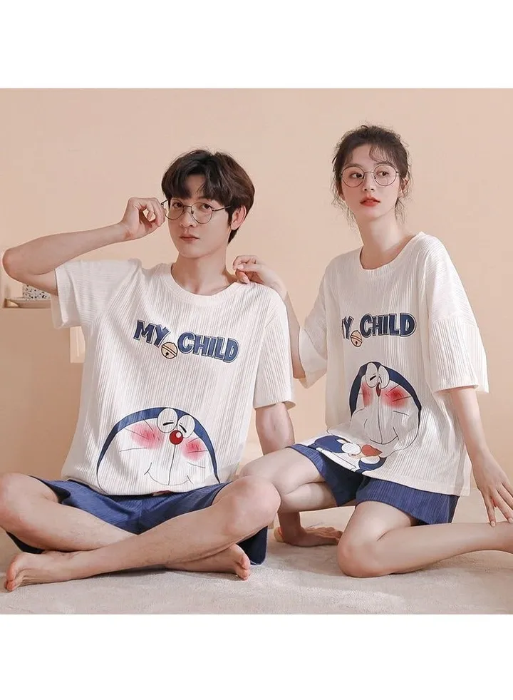 Korean style thin summer cotton summer short-sleeved shorts pajama set for teenagers that can be worn outside