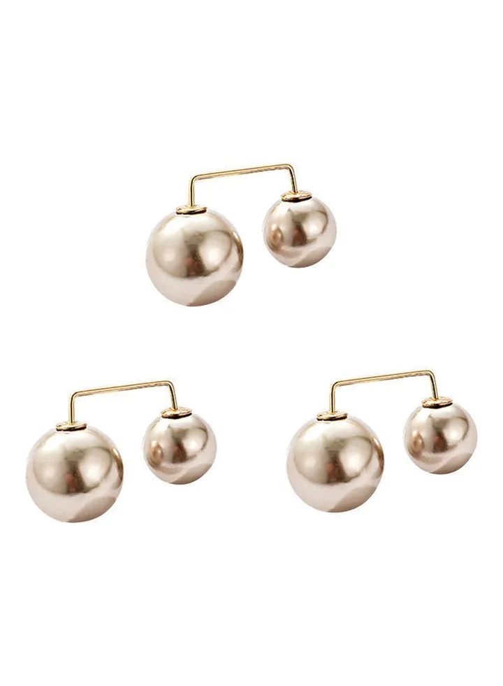 3-Piece Pearl Studded Brooch Pins