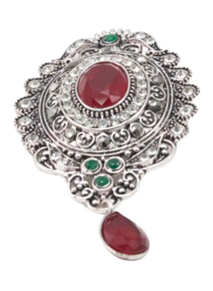 Stone Embellished Dangle Brooch