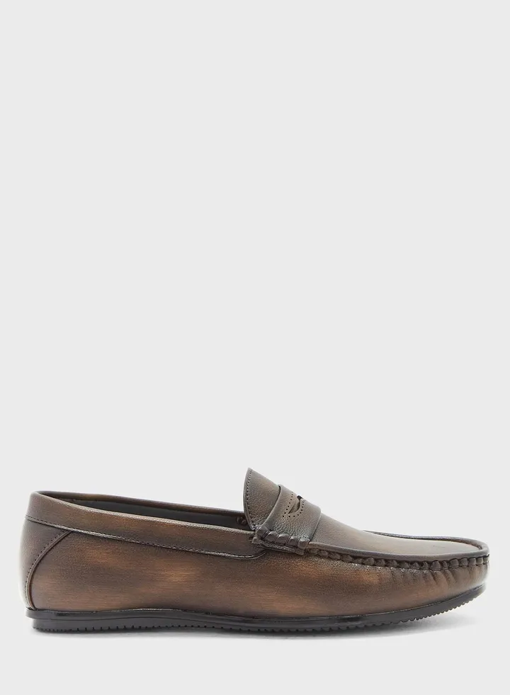 Casual Saddle Detail Loafers