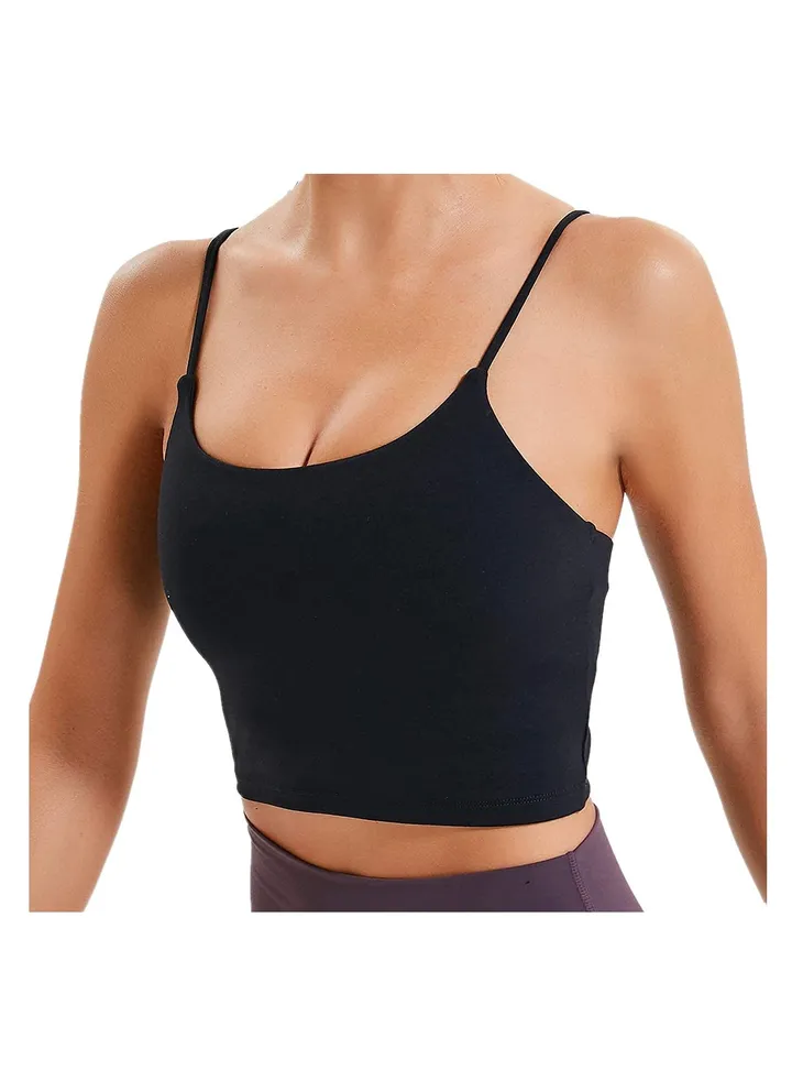 Women Padded Sports Bra Fitness Workout Running Shirts Yoga Tank Top Top(M,Black)