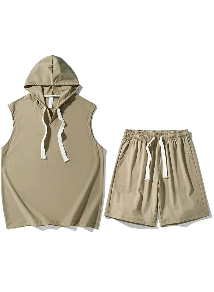 New Hooded Casual Loose Hooded Short Sleeve Two Piece Set