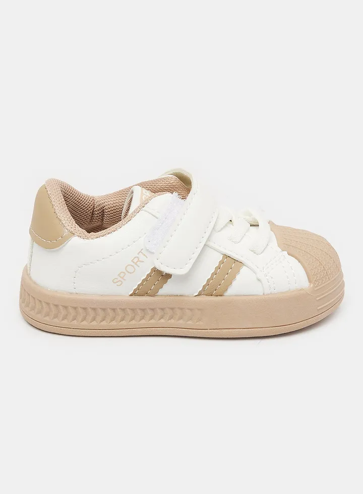 Kids white shoes with laces and velcro
