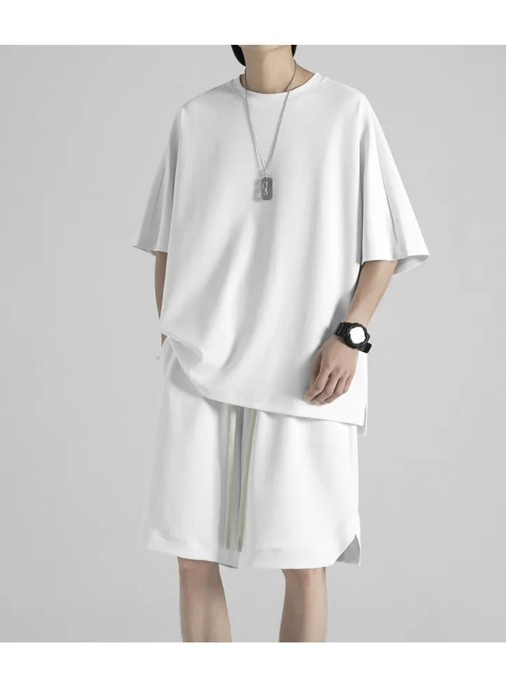 Summer Ice Silk Thin Quick Drying Short sleeved Shorts Set