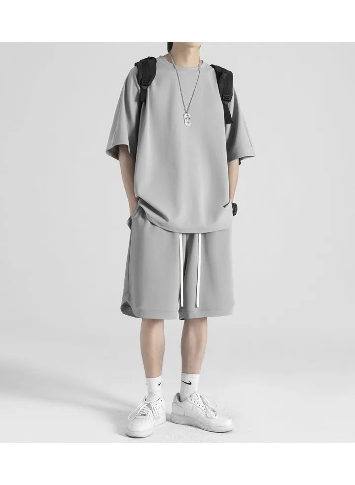 Summer Ice Silk Thin Quick Drying Short sleeved Shorts Set