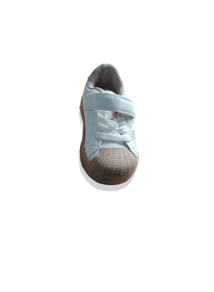 Kids white shoes with laces and velcro