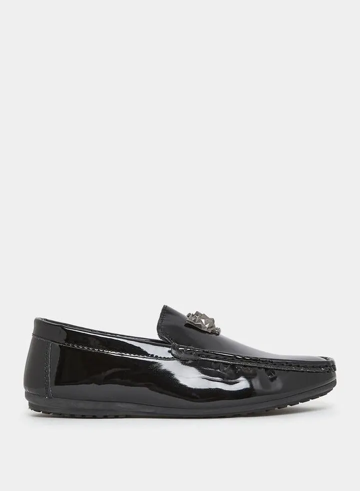 Glossy Upper Flat Sole Loafers