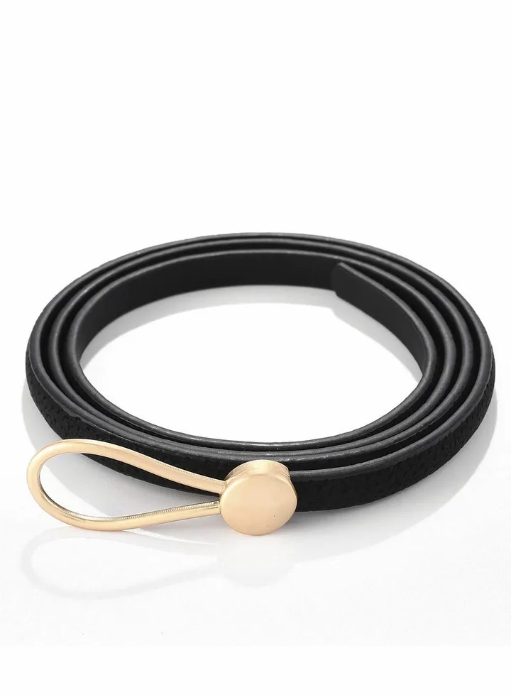 Women Skinny Leather Belts, Thin Jean Waist Belt, Solid Color Thin Waist Belt with Alloy Buckle for Jeans Dress