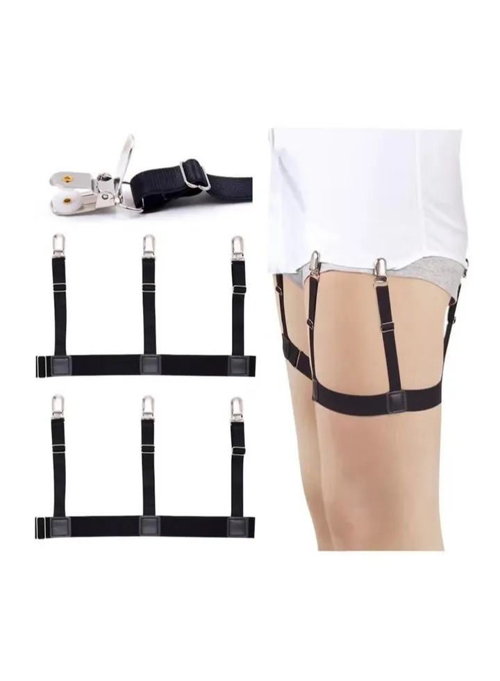 Mens Shirt Stays Holder Garters Adjustable Elastic Shirt Holder Straps