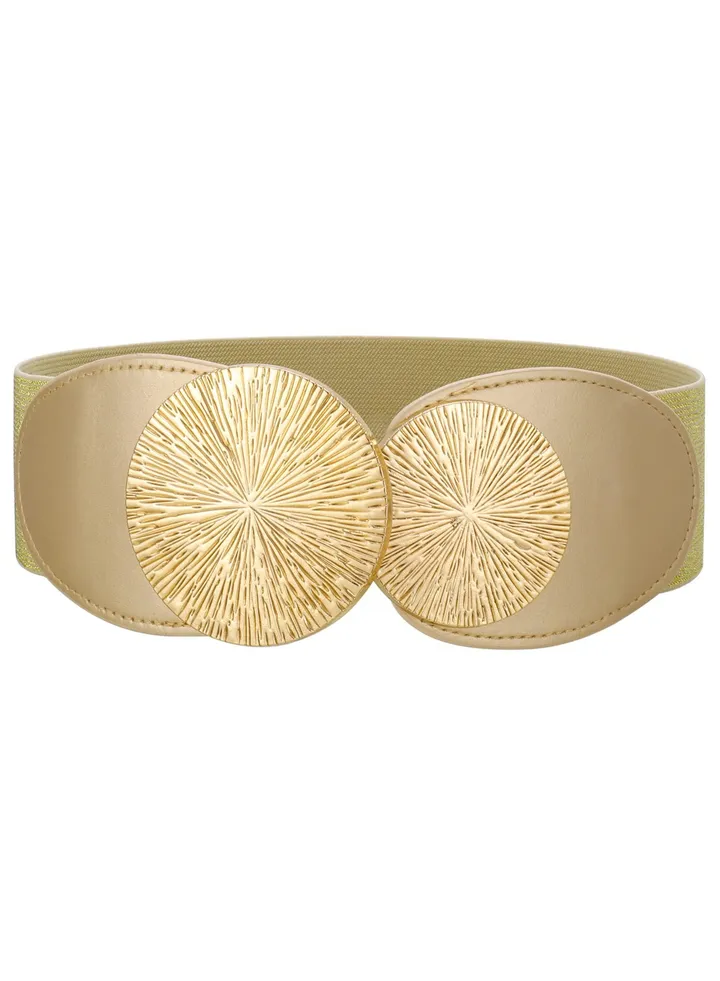 SYOSI Women Elastic Belt, Fashion Stretchy Belt Women Wide Waist Belt Elastic Belt for Dresses Retro Skinny Waist Belt for Dress Shirt Jumpsuit Long Coat (Gold)