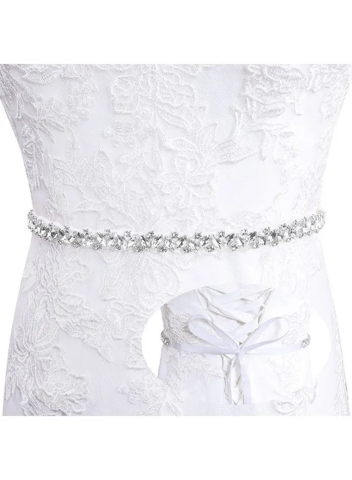 Sparkly Bridal Belt For Womenbling Sash Wedding Dress Beltrhinestone Belts For Dressessilver White