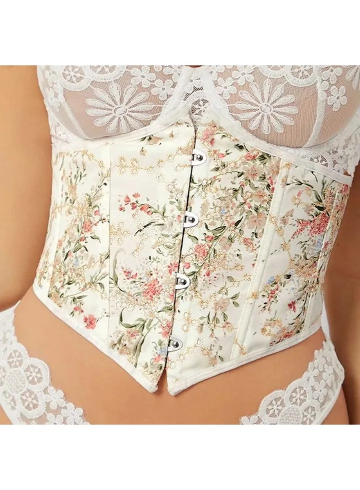 Lace Up Corset Belts Bustier Floral Printed Wide Underbust Corset Belt Costume Clothing Dress Waist Belts For Women