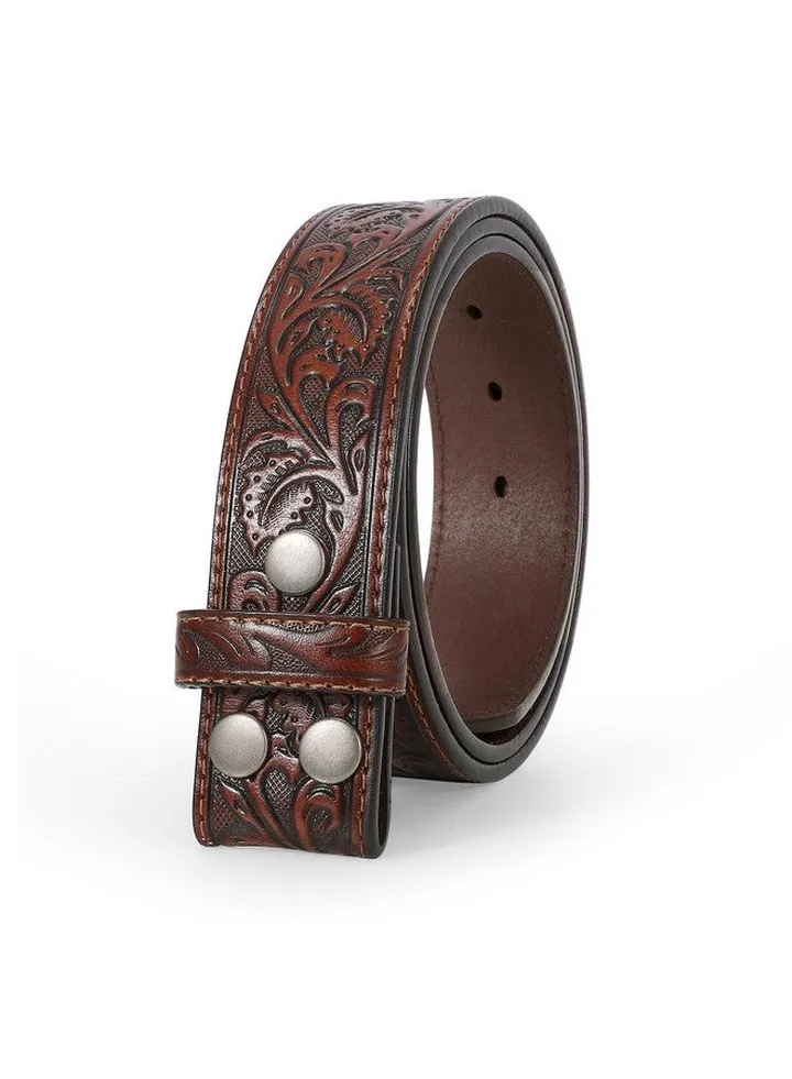 Western Genuine Leather Belts For Women Men Cowboy Cowgirl Floral Embossed Belt Strap