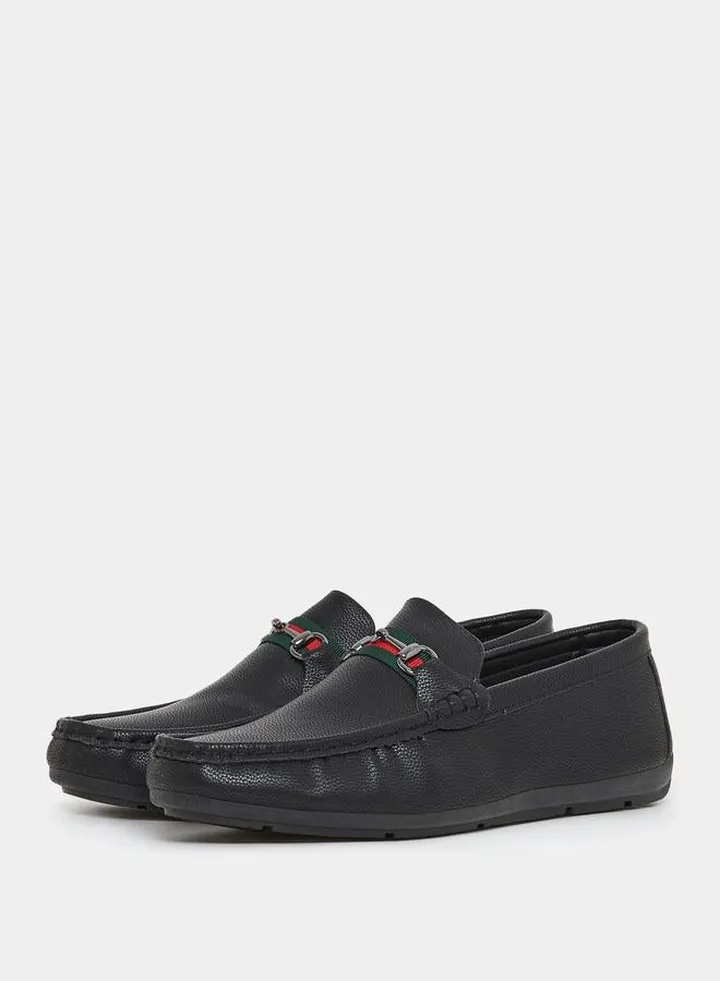 Metal Accent Tape Detail Casual Shoes Loafer