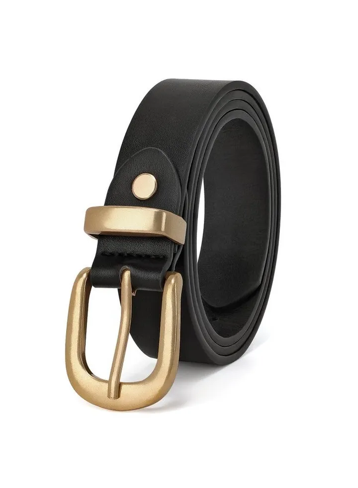 Women'S Leather Belt For Jeans Pants Fashion Ladies Belt For Dresses With Gold Buckle