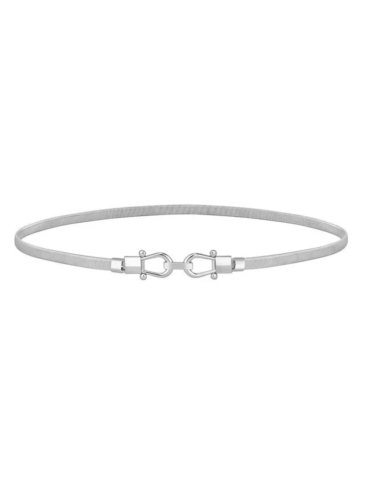Skinny Metal Waist Belt For Dress Fashion Silver Waistband Elastic Metal Chain Belt Bsilver