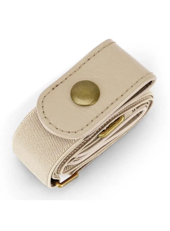 No Buckle Stretch Women Belt For Jeans Pants Elastic Buckle Free Invisible Belts For Women Or Men (Beige Fit Pants Size 2236 Inches)