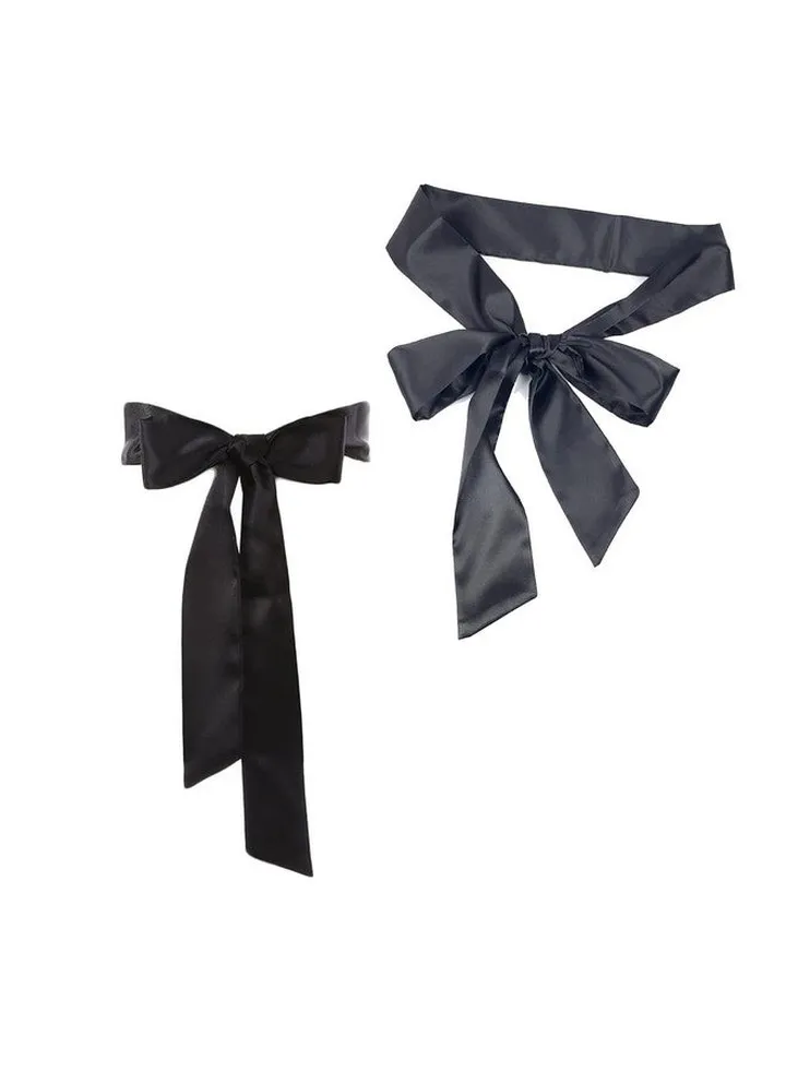 Black Sash Belt For Robe Black Satin Belt For Dress Black Silk Sash Bathrobe Ties Bw09 (Black2 Pcs)