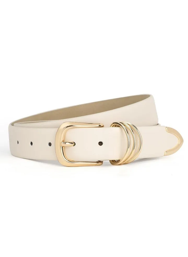 Women Leather Belt With Gold Buckle Ladies Faux Leather Belt For Jeans Pants