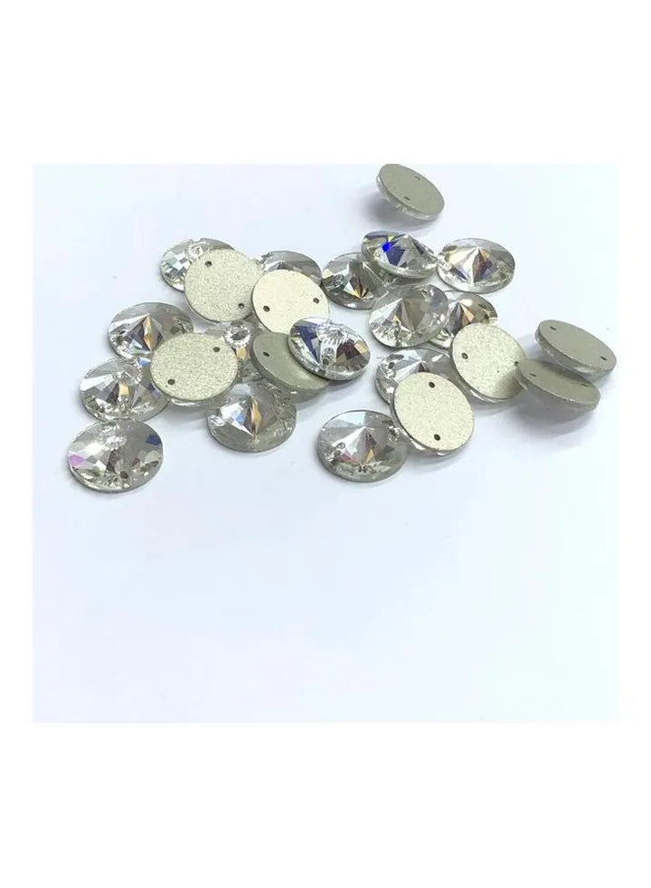 24-Piece Round Shaped Two Hole Glass Crystal