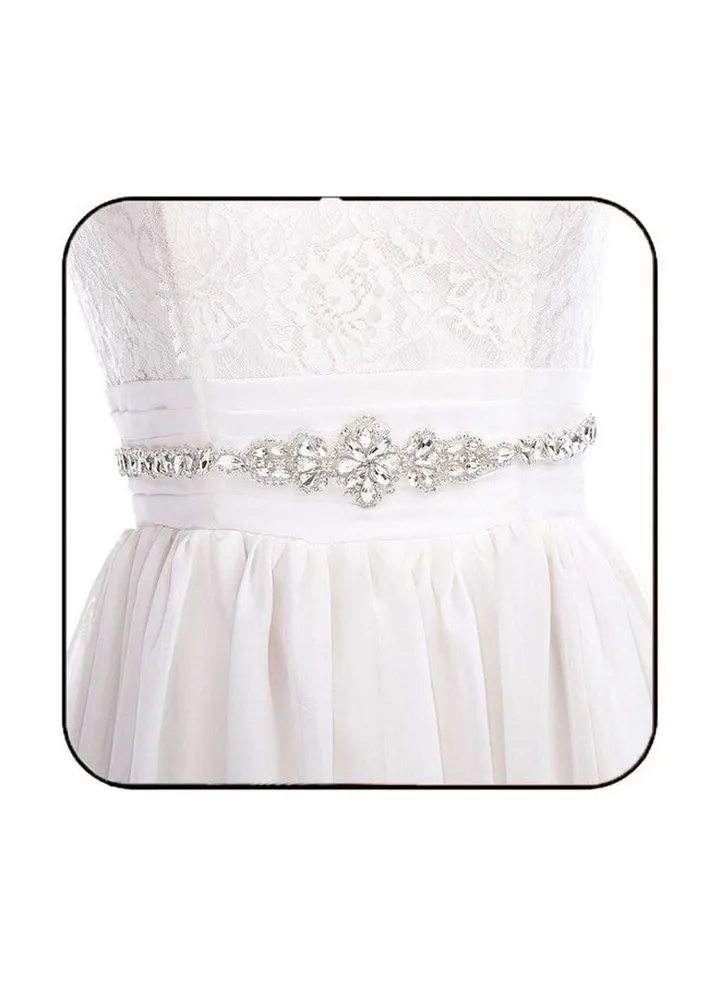 Rhinestone Bridal Belt Silver Crystal Wedding Dress Belts Ribbon Sash Belt For Bride And Bridesmaid