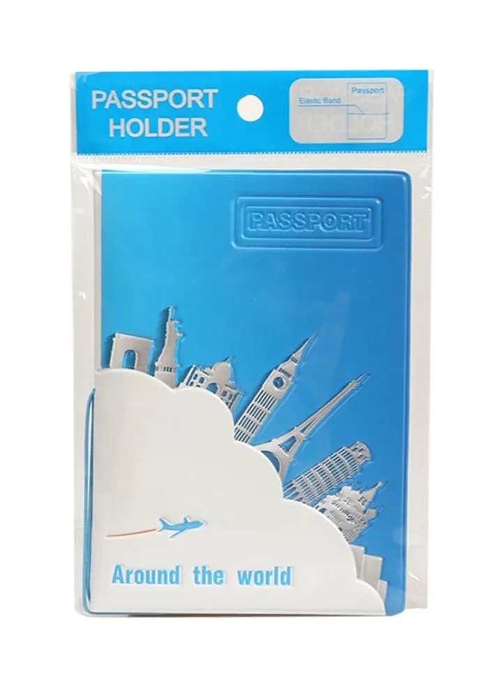 Around The World Pattern Passport Holder Blue/White