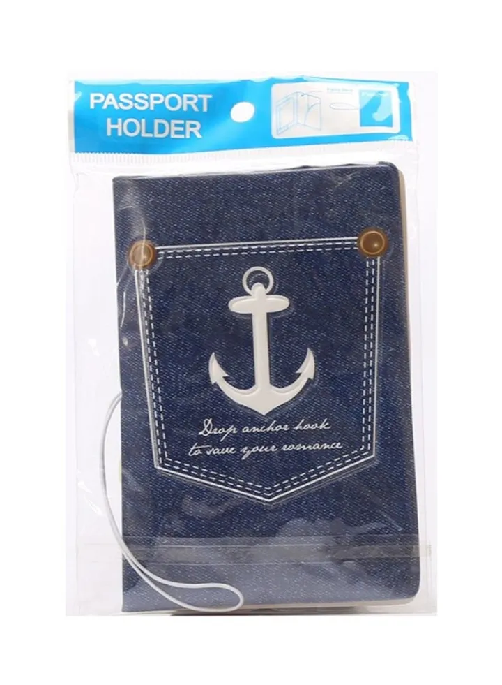 Jeans Pattern Passport Holder Navy/White
