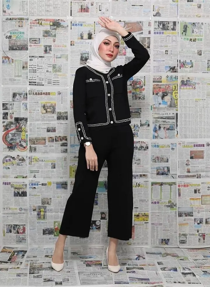 Women's Pocket Splicing Wide Leg Pants Two-Piece Set