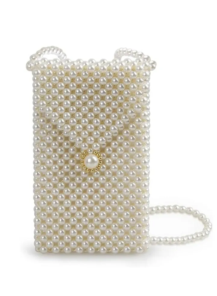White hand embroidered women's handbag with a twist lock