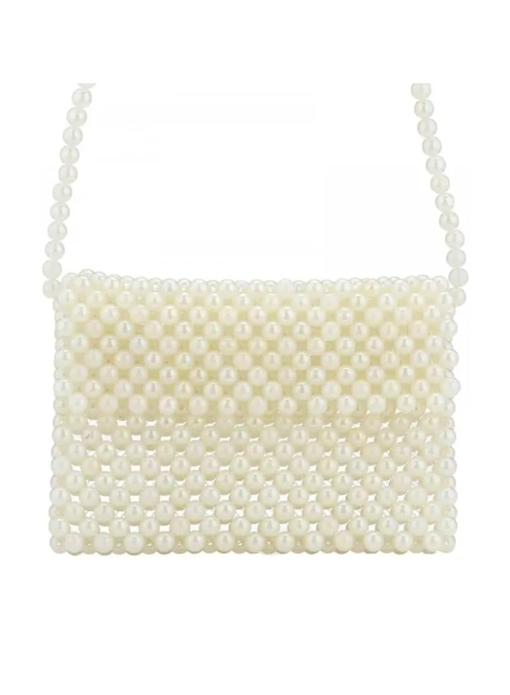 White hand embroidered women's handbag