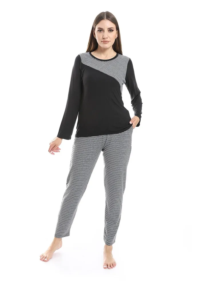 Women Pajama Set With Pants And Long Sleeves