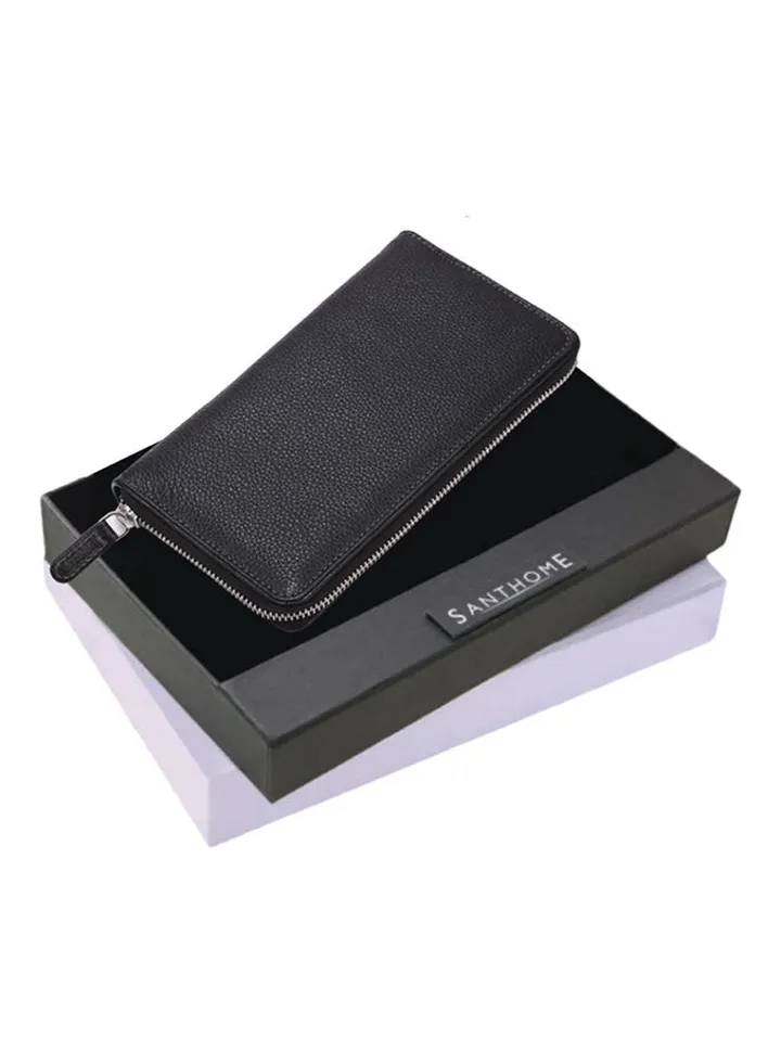 Leather Travel Wallet Black