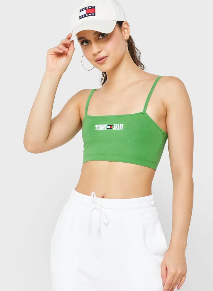 Strappy Logo Knitted Crop Top