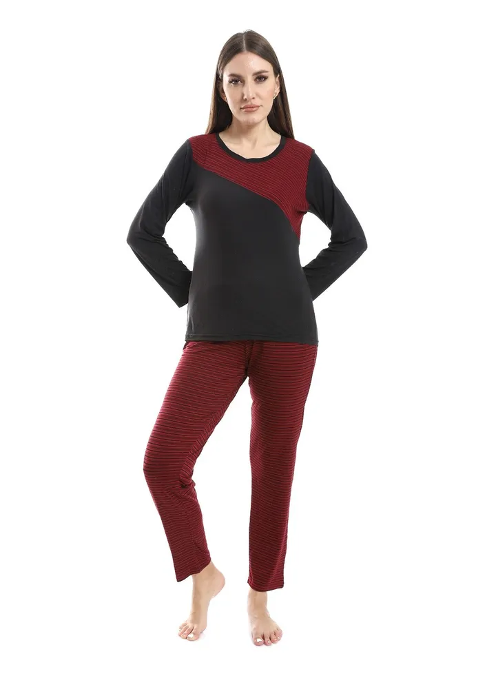 Women Pajama Set With Pants And Long Sleeves